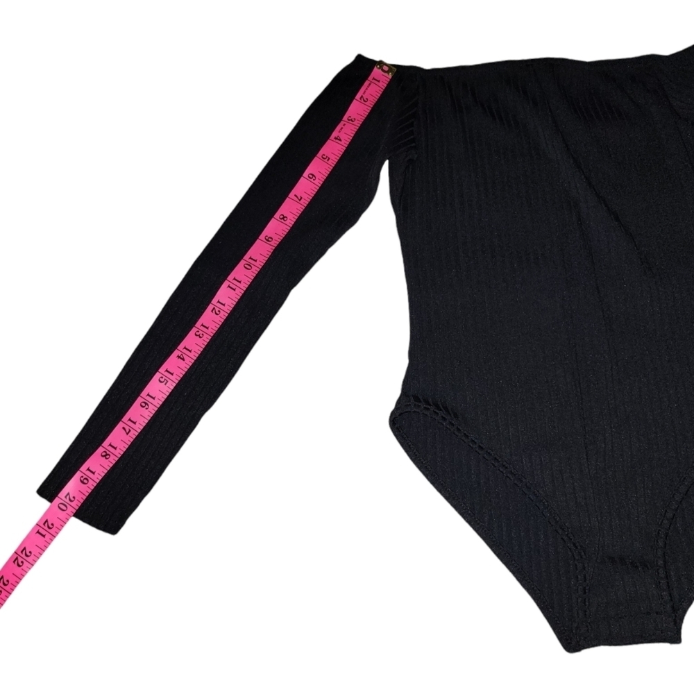 Black Ribbed Off Shoulder Bodysuit From PLT - Picture 6 of 7
